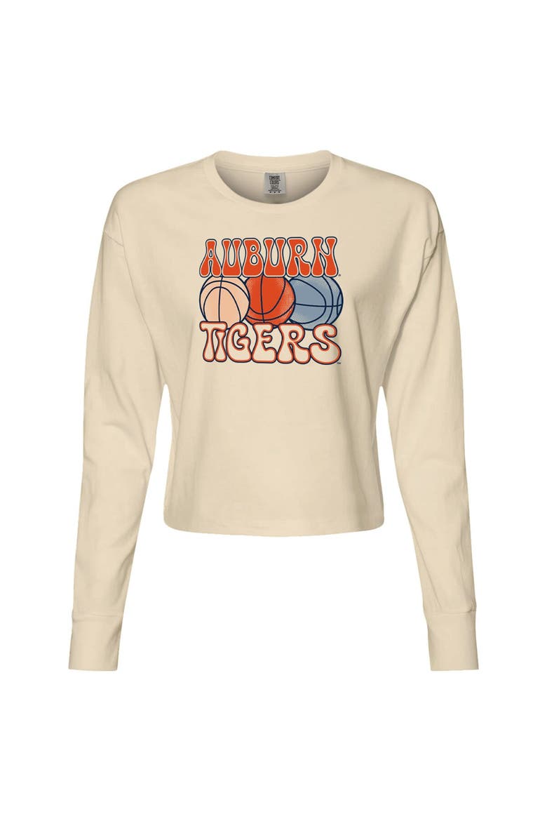 Women's Natural Auburn Tigers Comfort Colors Basketball Cropped Long Sleeve T-Shirt, Alternate, color, Natural