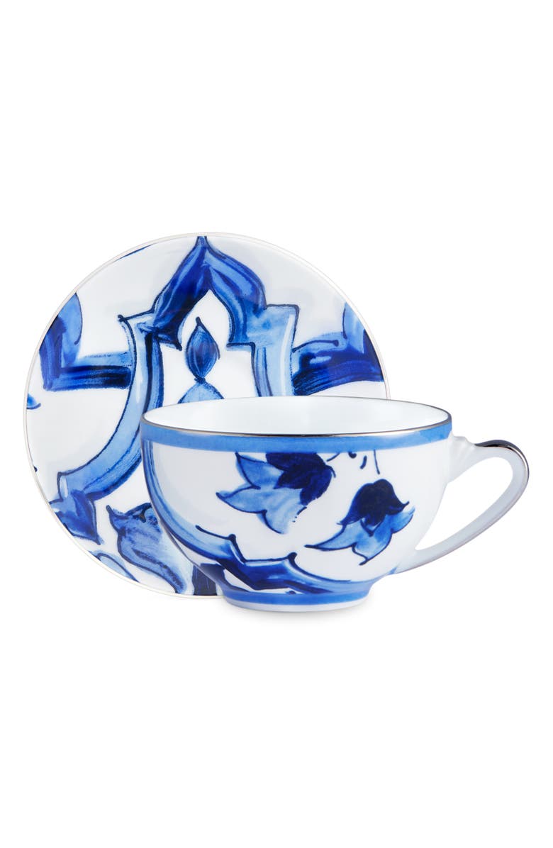 Dolce&Gabbana Blu Meditteraneo Stella Teacup & Saucer Set, Main, color, 