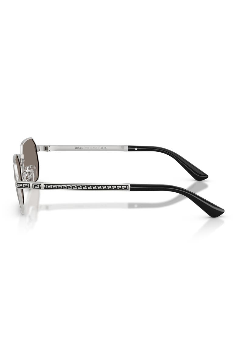 54mm Rectangular Sunglasses, Alternate, color, SILVER / GREY MIRROR SILVER