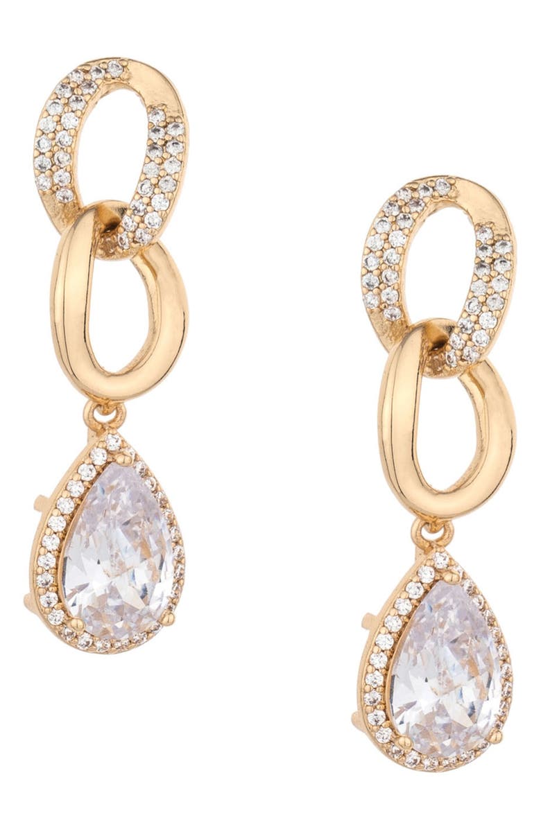Ettika Crystal Drop Earrings, Main, color, Gold