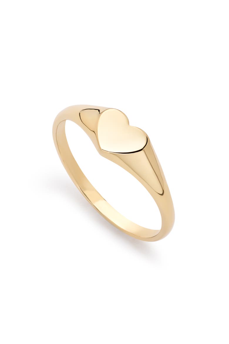 Solid Yellow Gold - Heart Signet Ring, Main, color, Gold