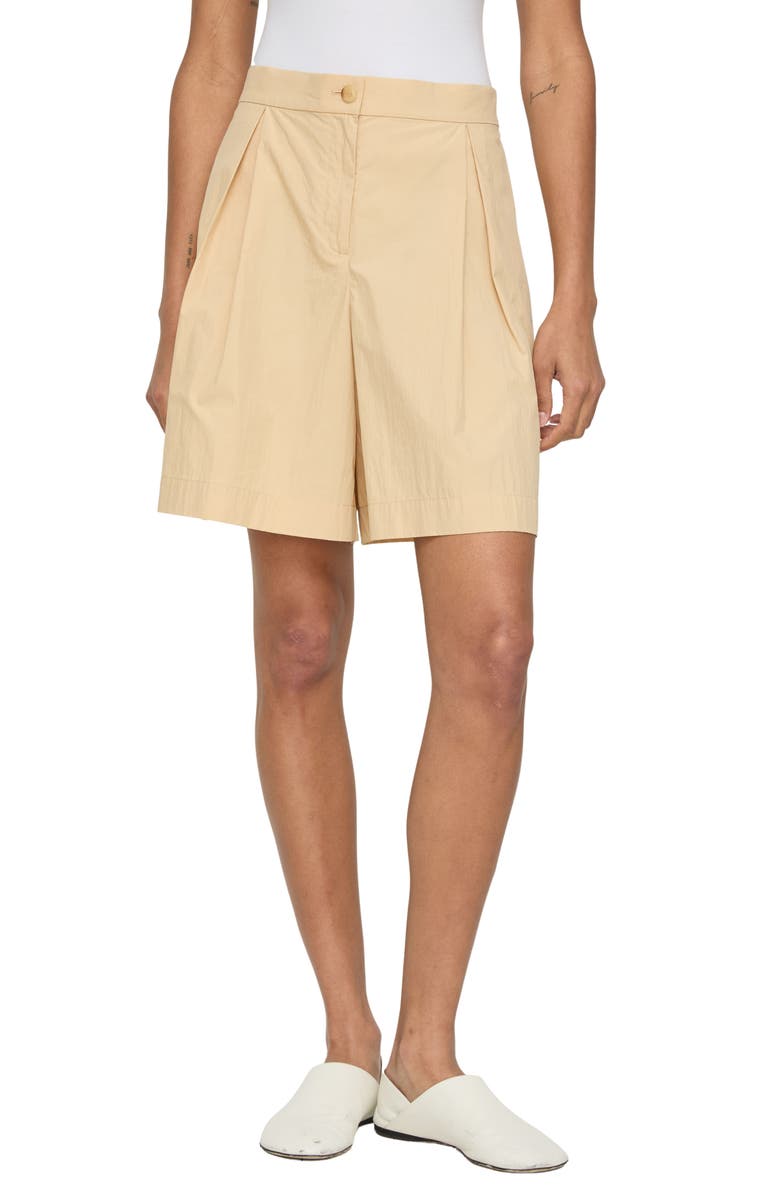 Lafayette 148 New York Jane Pleated Wide Leg Shorts, Main, color, Halo Yellow