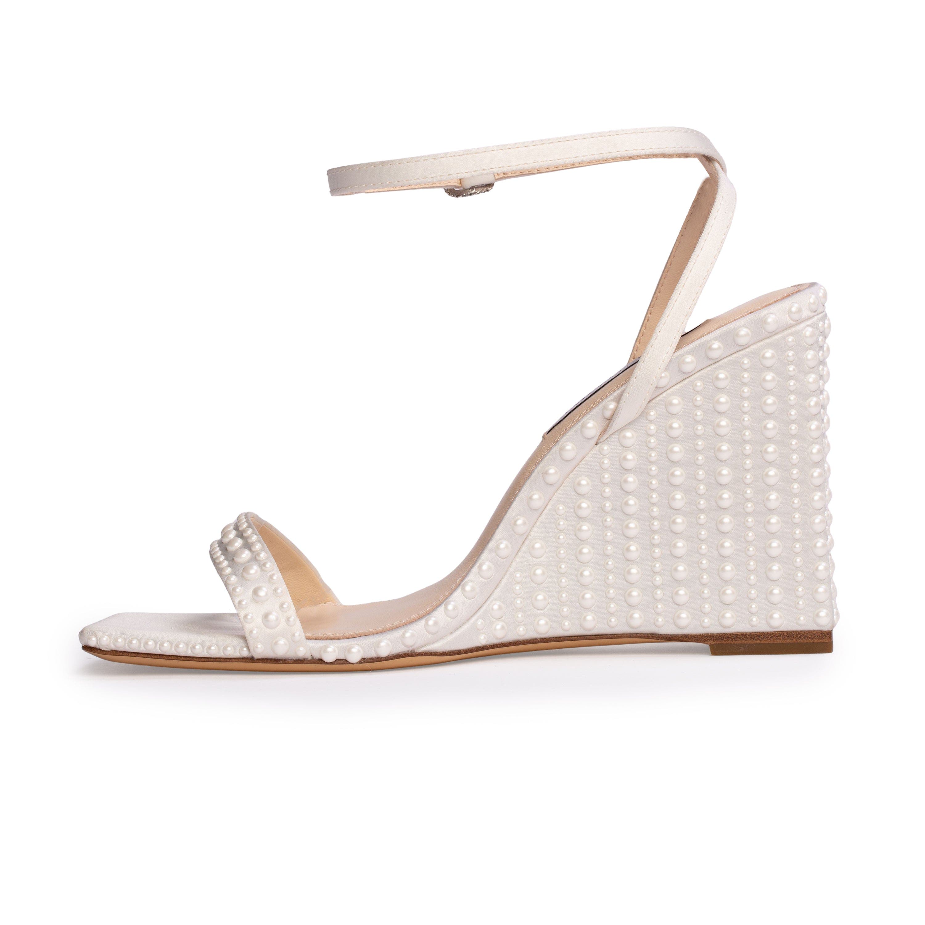 Anne Barge Ella Satin, Alternate, color, White Satin/Pearls