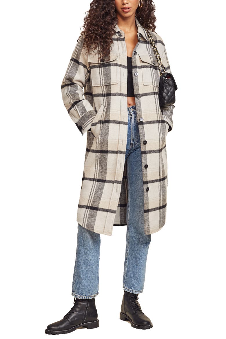 Ainslie Plaid Coat, Main, color, BLACK GREY STRIPE