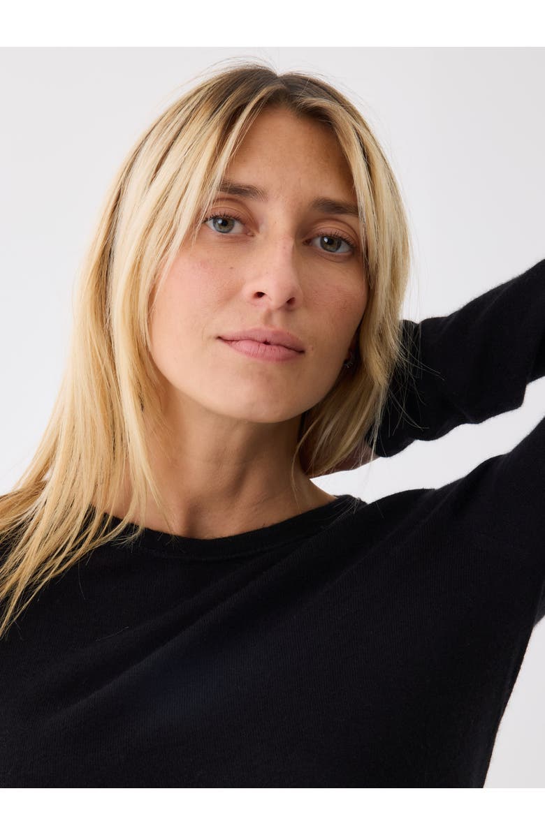 Majestic Filatures 100% Machine Washable Cashmere Long Sleeve Crewneck T-Shirt, Alternate, color, Noir