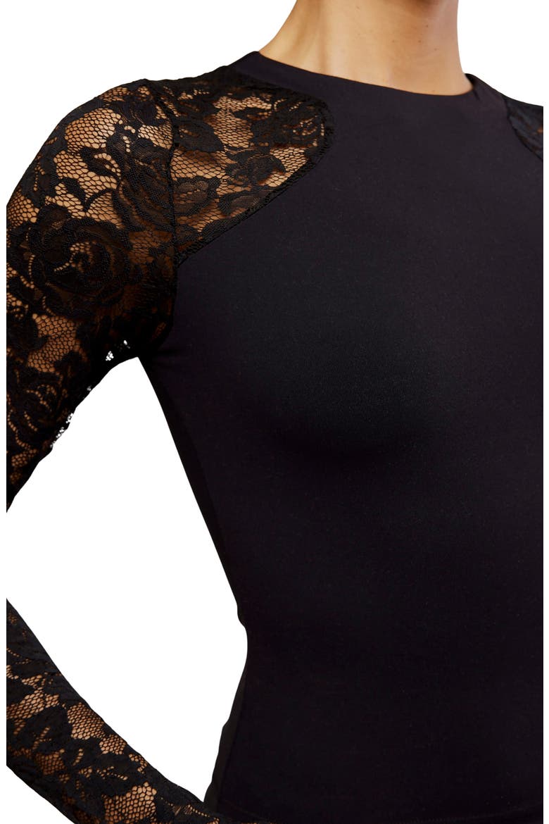 No Excuses Lace Sleeve Top, Alternate, color, BLACK