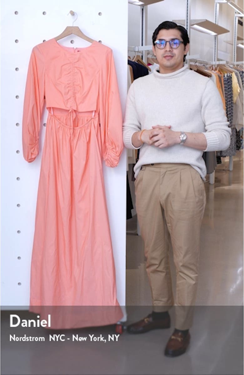 Tangier Cutout Long Sleeve Nylon Maxi Dress, sales video thumbnail