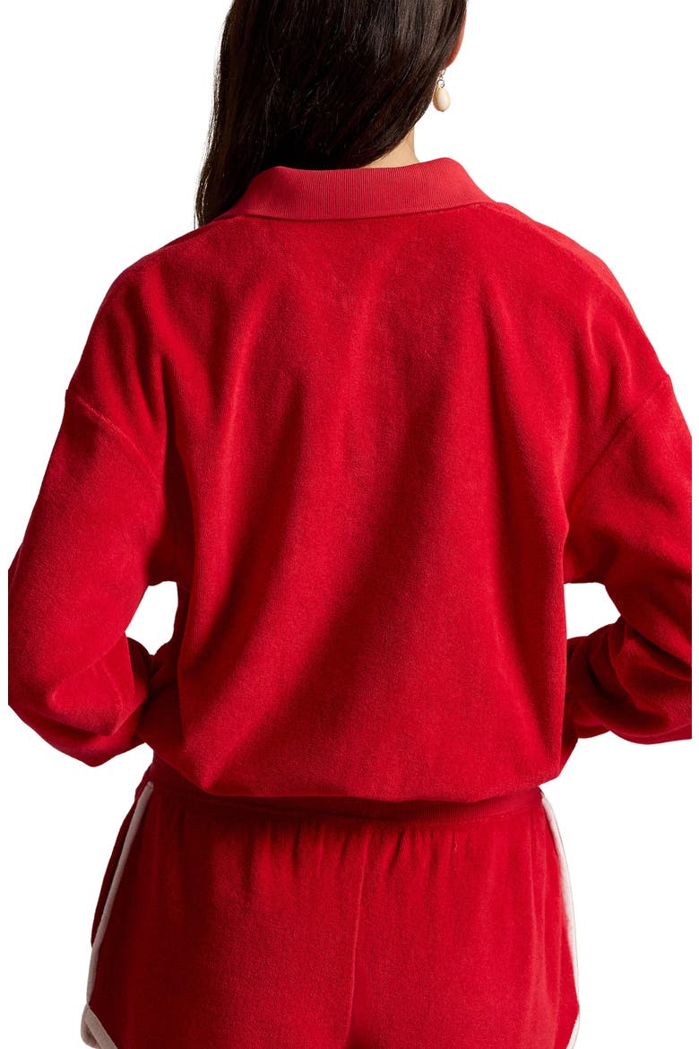 Terry Cloth Polo Sweatshirt, Alternate, color, RED
