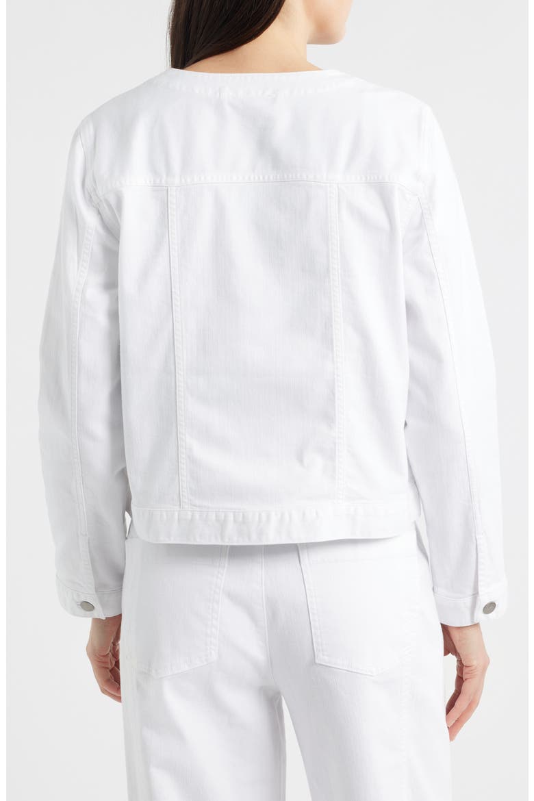 Stretch Organic Cotton Round Neck Jean Jacket, Alternate, color, WHITE