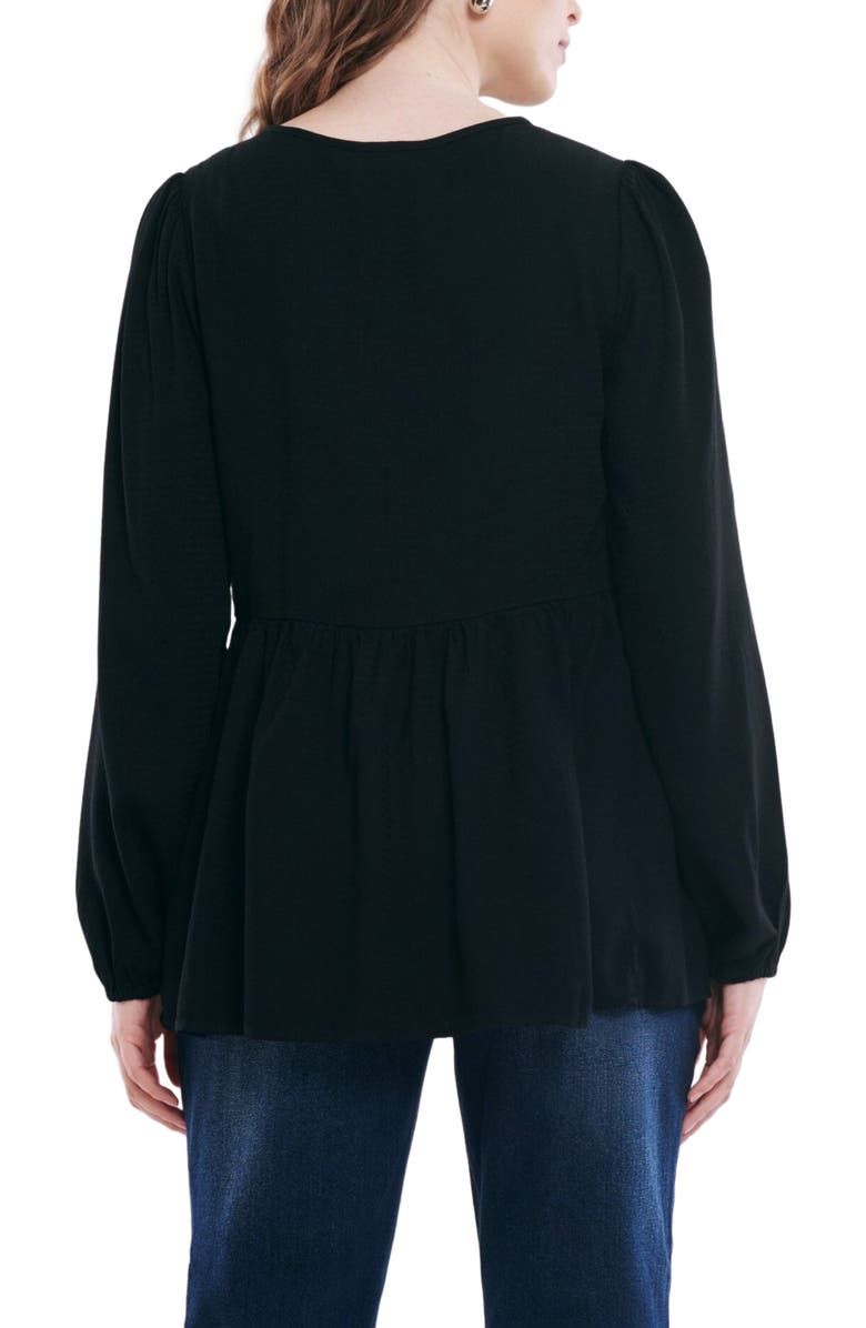 MOTHERHOOD MATERNITY Long Sleeve Empire Waist Keyhole Woven Blouse, Alternate, color, Black