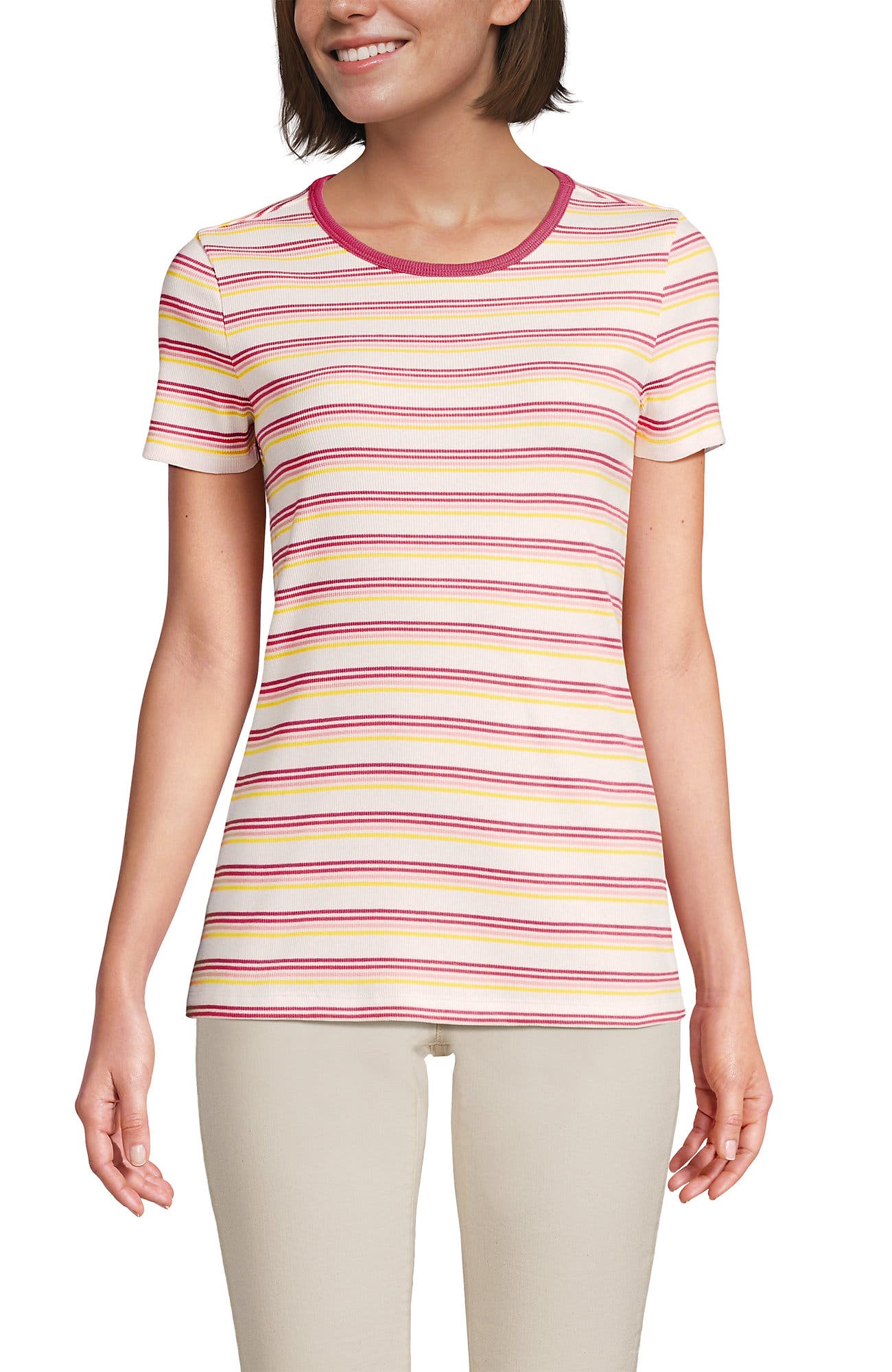 Ivory/Coral Multi Stripe
