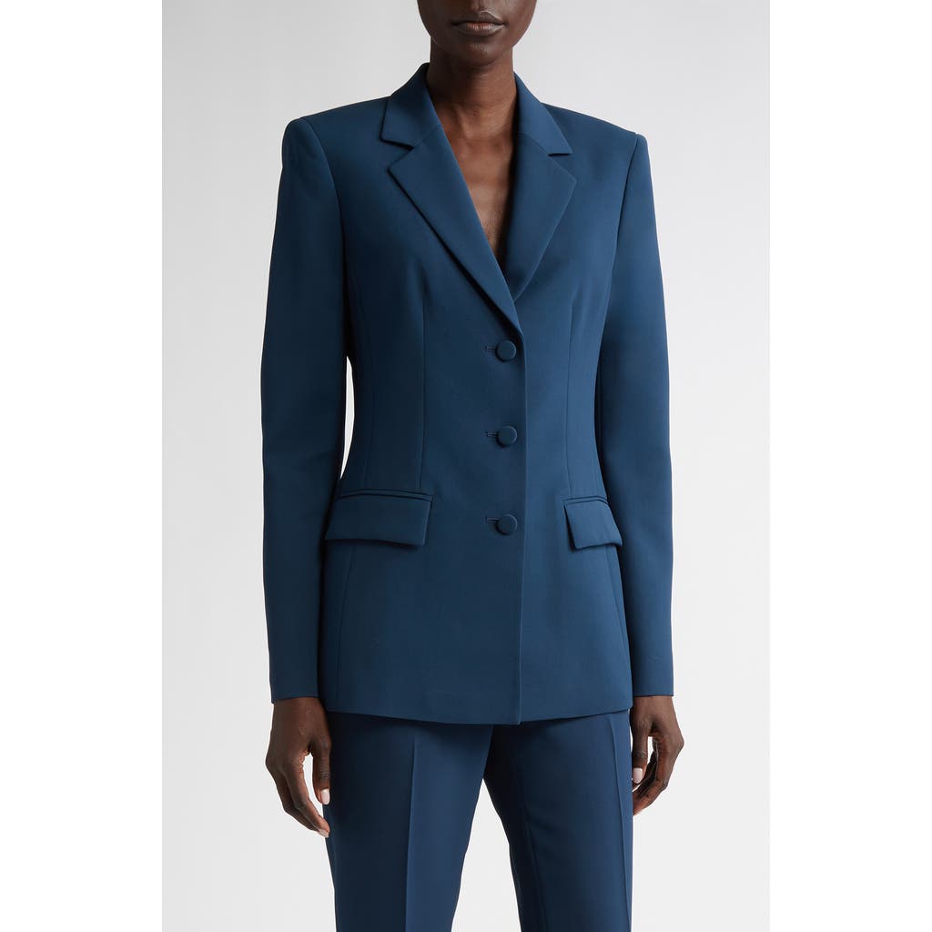 Lafayette 148 New York Single Breasted Three Button Blazer in Lido Blue