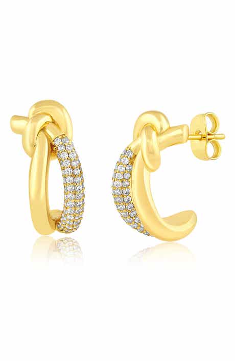 Cubic Zirconia Knot Hoop Earrings