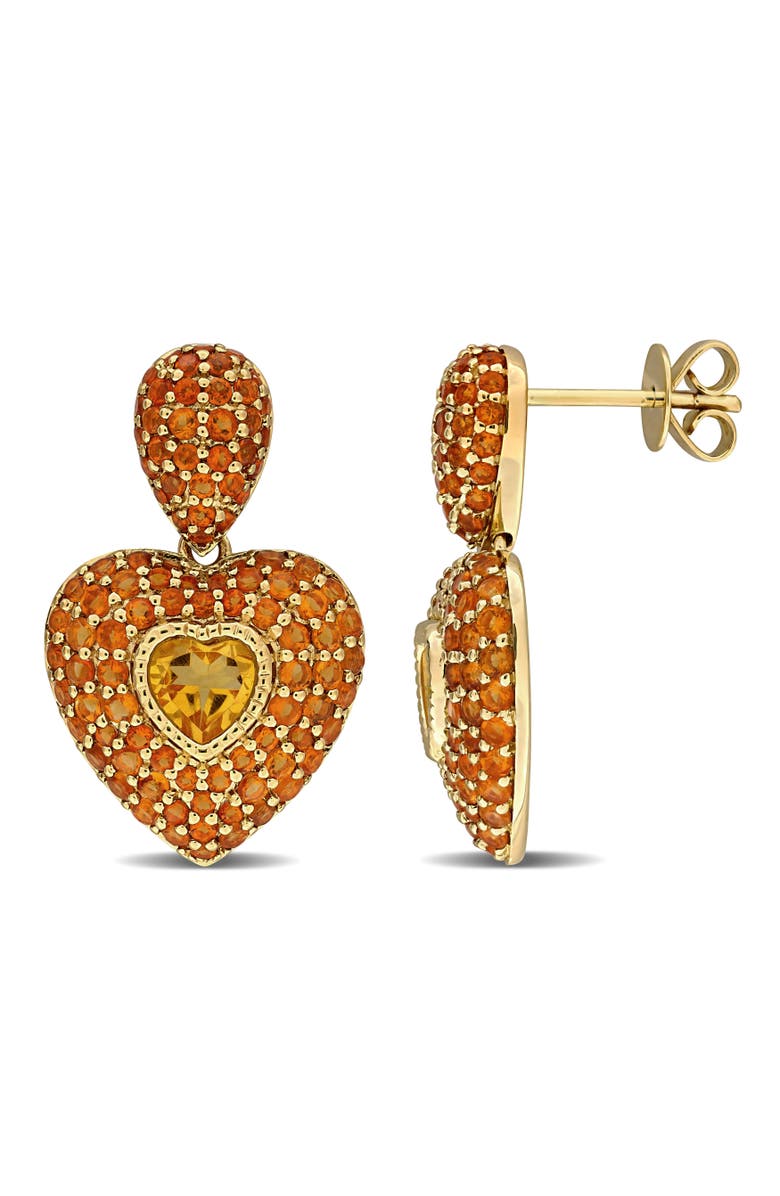 Julianna B. Citrine Cluster Heart Earrings 14k, Main, color, Citrine