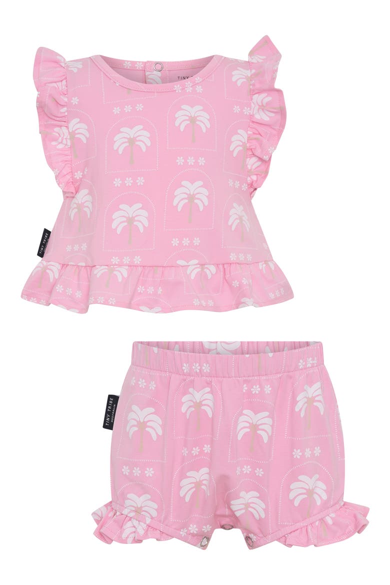 Palm Frill Top & Bloomers Set, Main, color, PINK