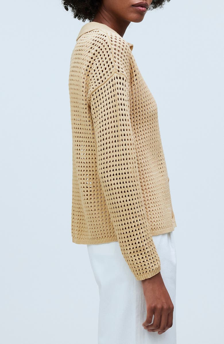Madewell Open Stitch Polo Cardigan, Alternate, color,