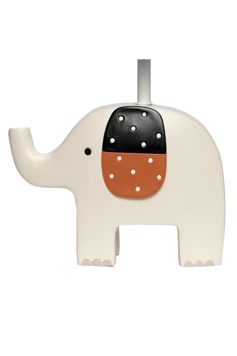 Patchwork Jungle Modern Elephant Lamp With Gray Shade & Bulb, Alternate, color, Cream