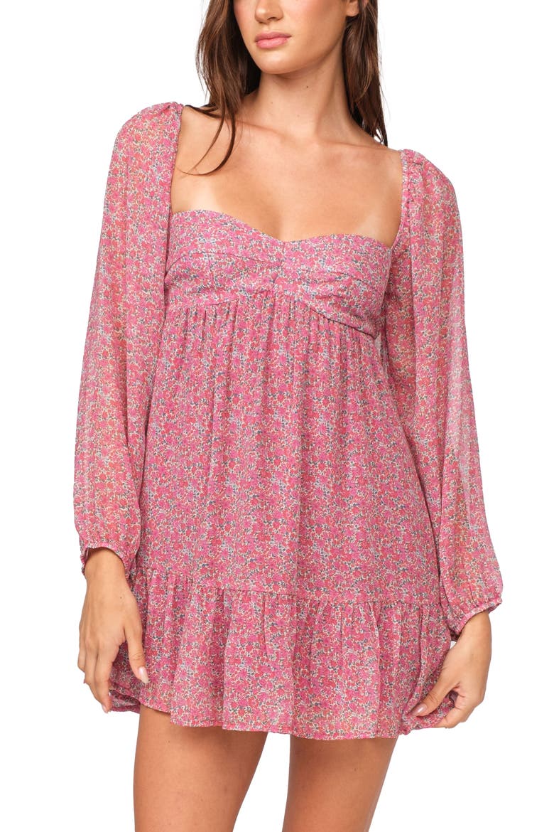 Long Sleeve Sweetheart Minidress, Alternate, color, PINK