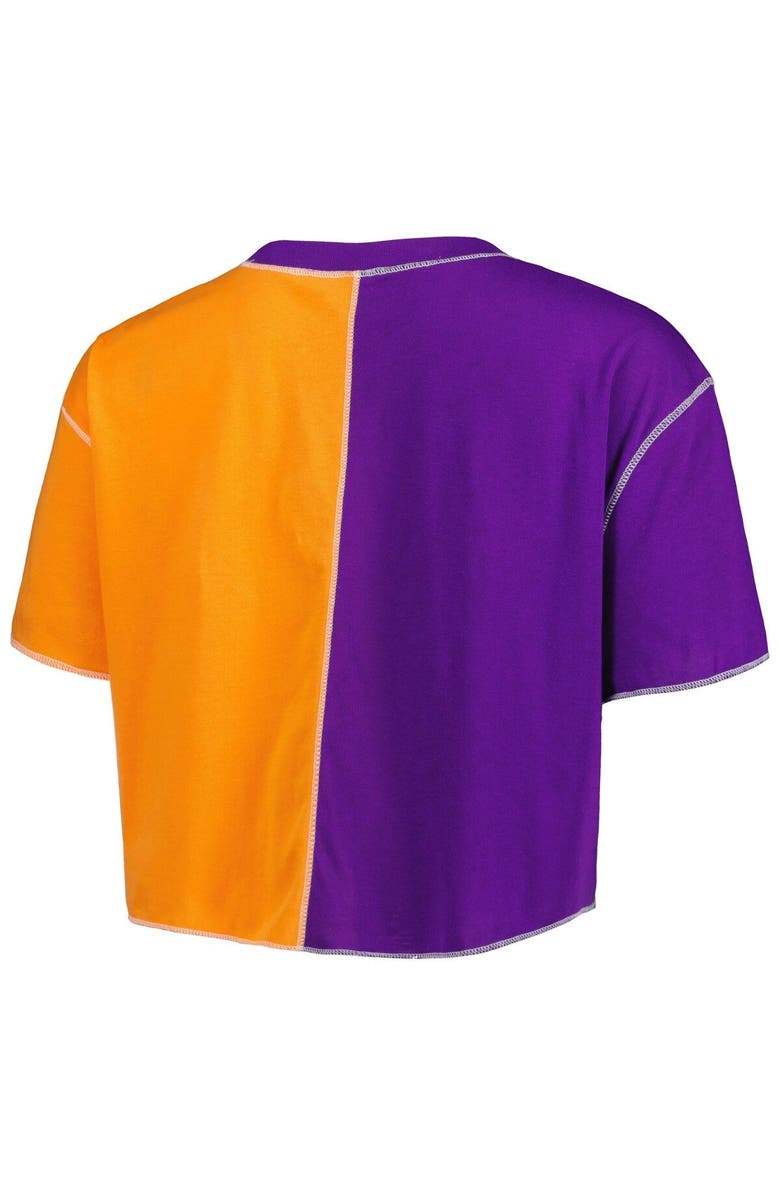 ZOOZATZ Women's ZooZatz Purple/Orange Clemson Tigers Colorblock Cropped T-Shirt, Alternate, color, 