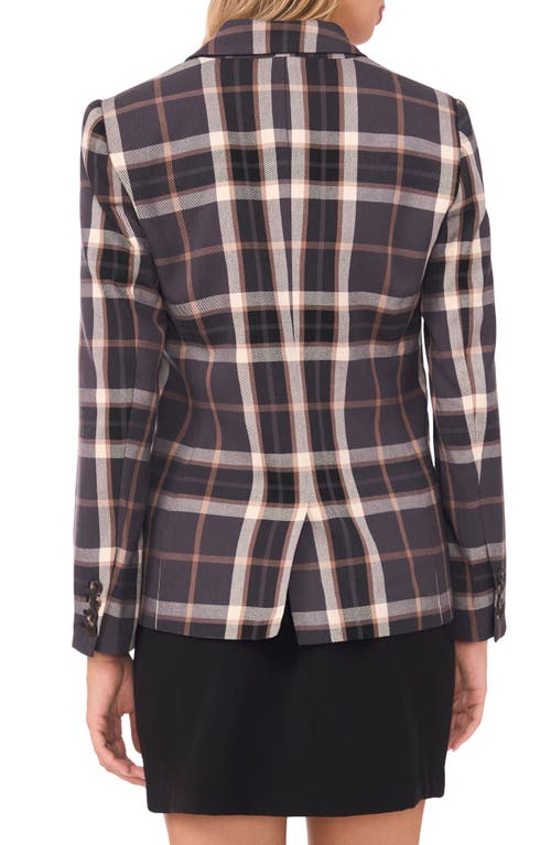 1.state Plaid Double Breasted Blazer In Black