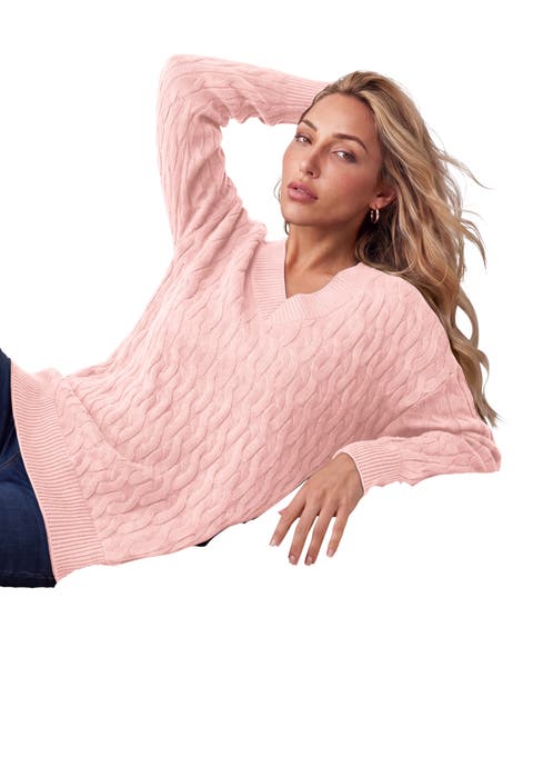 Plus Size Cozy Cable V Neck Tunic Sweater (plus)