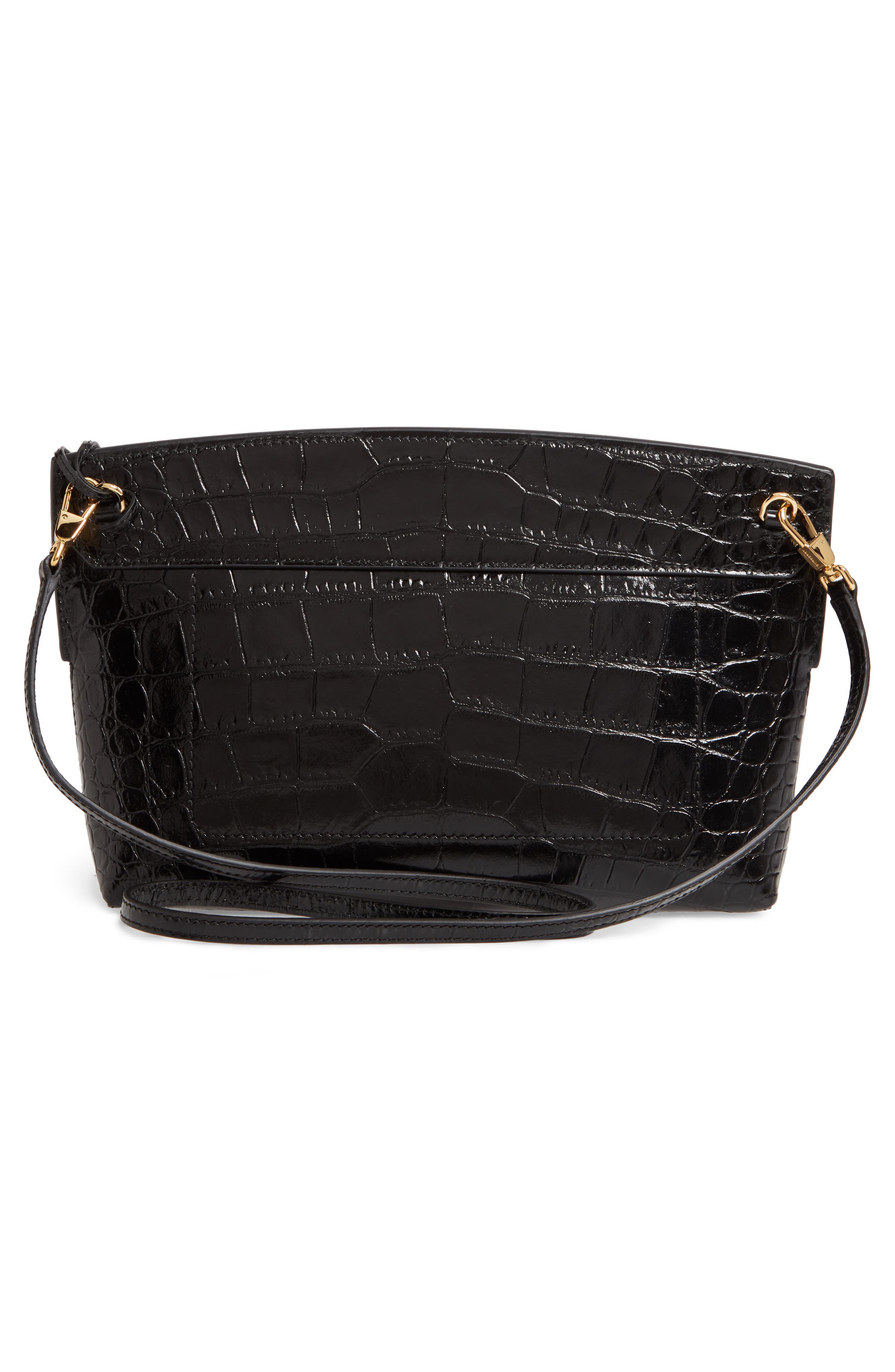Burberry Society Embossed Leather Clutch, Alternate, color, 