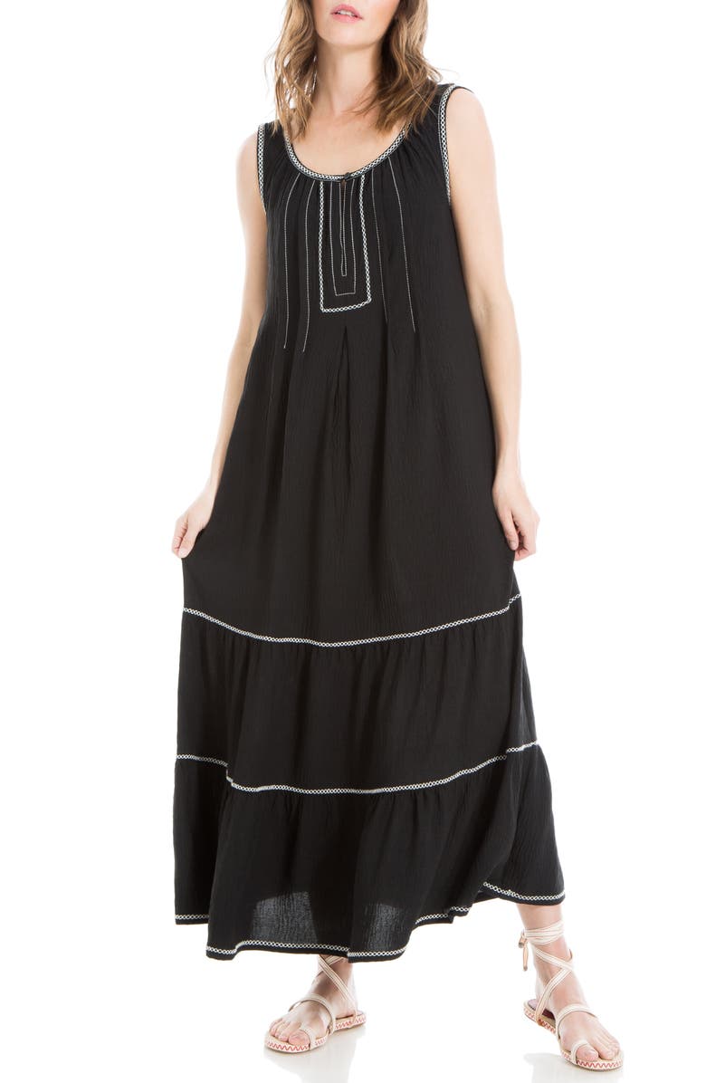 MAX STUDIO Sleeveless Split Maxi Dress, Alternate, color, Black-Black