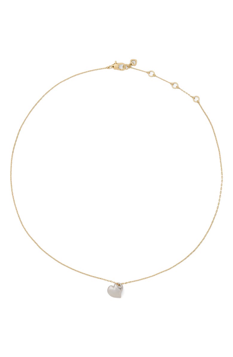 Kate Spade New York heart pendant necklace, Alternate, color, Silver
