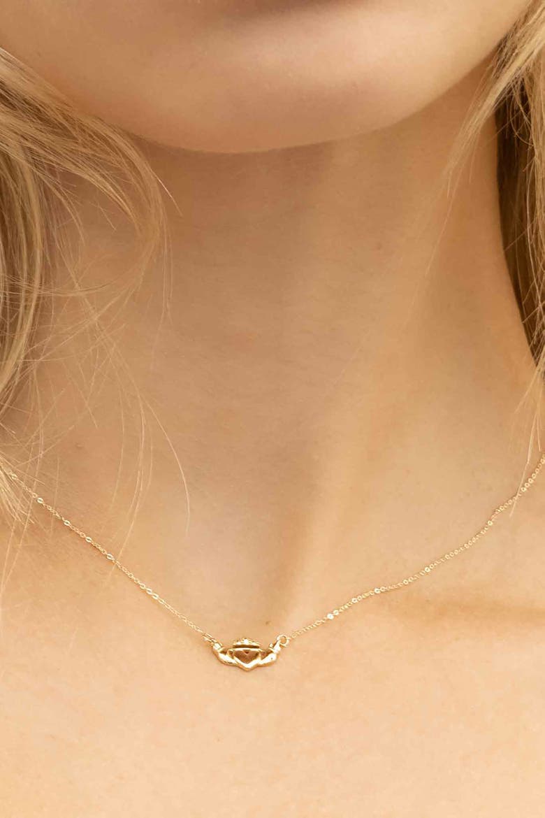 14K Yellow Gold Claddagh Pendant Necklace, Alternate, color, Yellow Gold