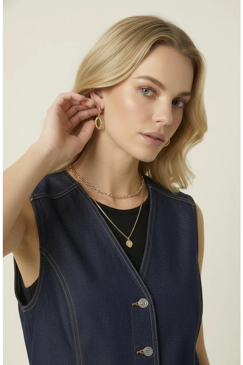 Denim Vest, Alternate, color, Dark Indigo