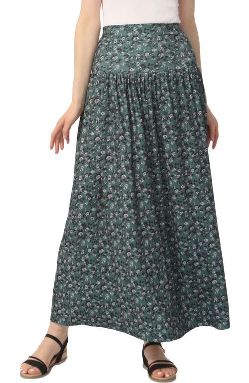 Kimi & Kai Women's Tiered Pull On Maxi Skirt In Green