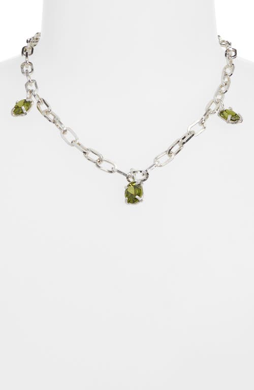 Shana Cave Flower Station Necklace In Silver Periodt Ruby Blue Topaz