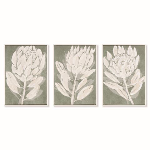 Protea Triptych Hand-Embellished Giclees Wall Art Set of 3