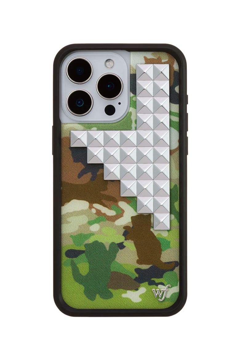 Cat Camo Stud iPhone Case, Main, color, Green
