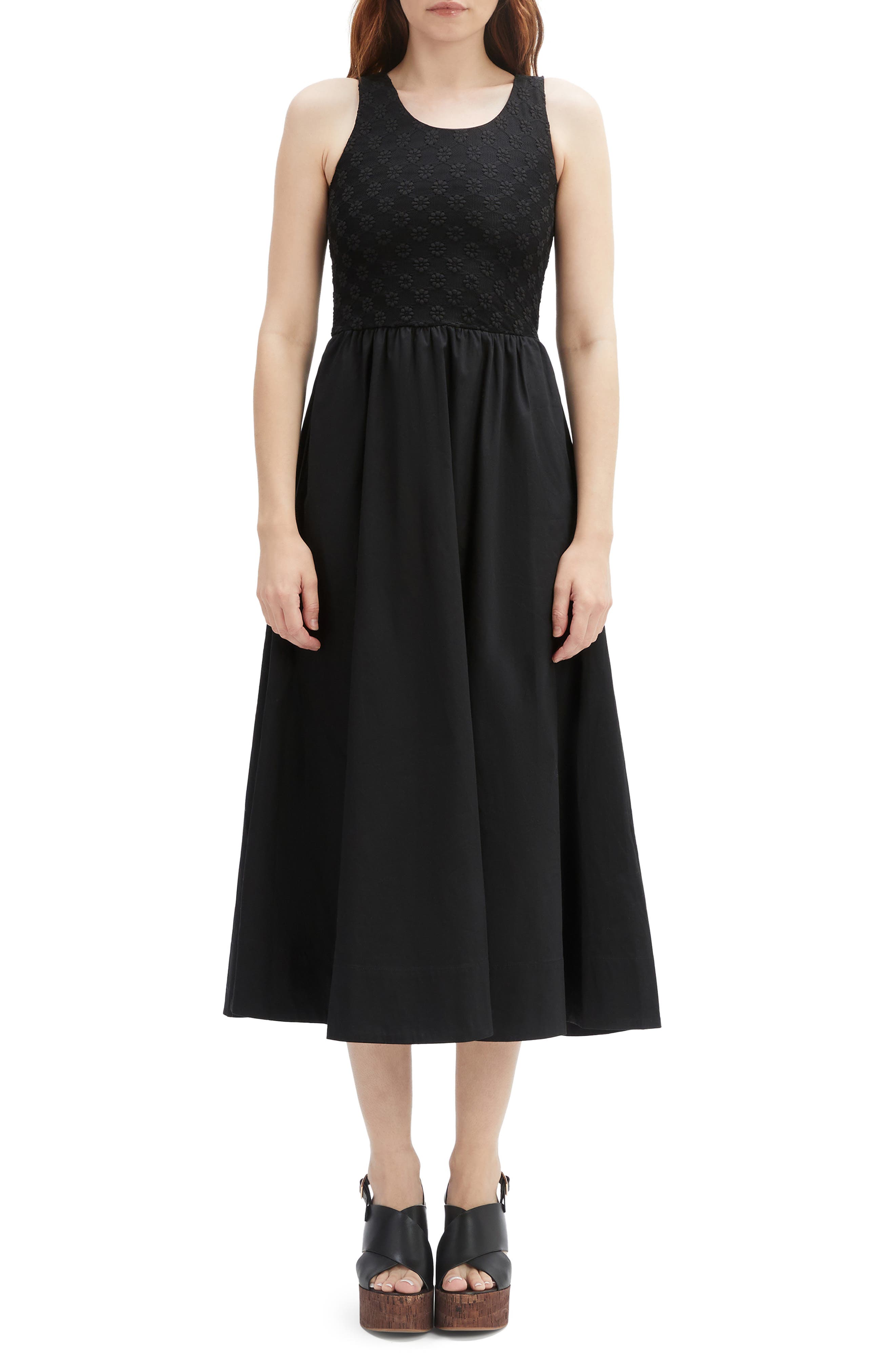 Bryony Lace & Poplin Midi Dress
