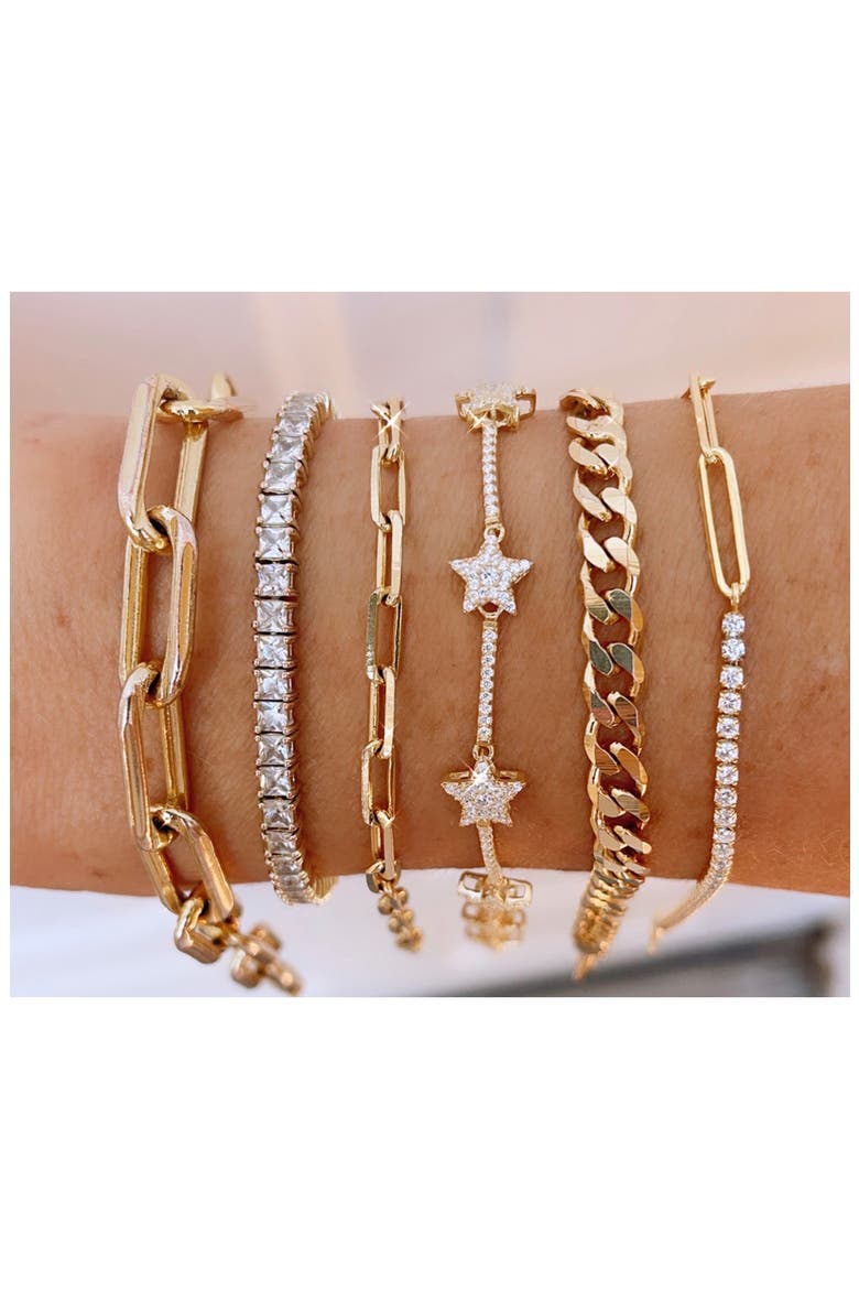 Pavé Star Station Tennis Bracelet, Alternate, color, GOLD
