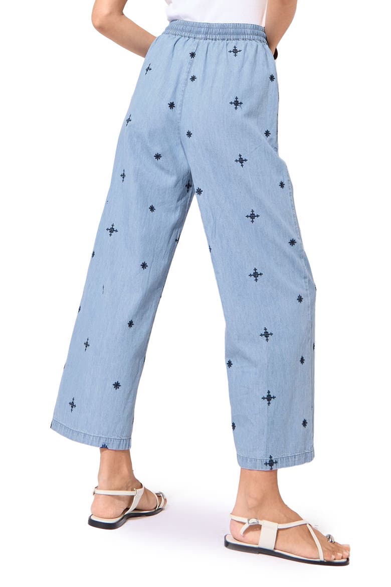 Embroidery Chambray Culottes, Alternate, color, BLUE