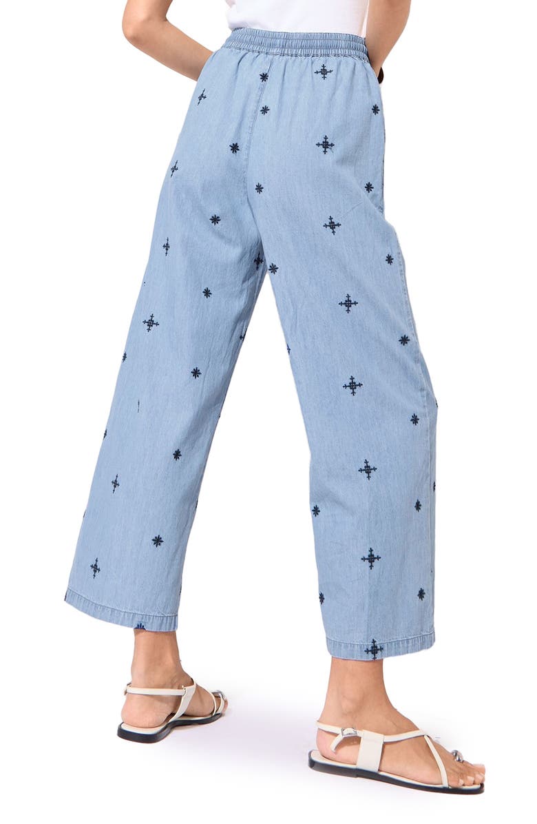 Friends Like These Embroidery Chambray Culottes, Alternate, color, Blue