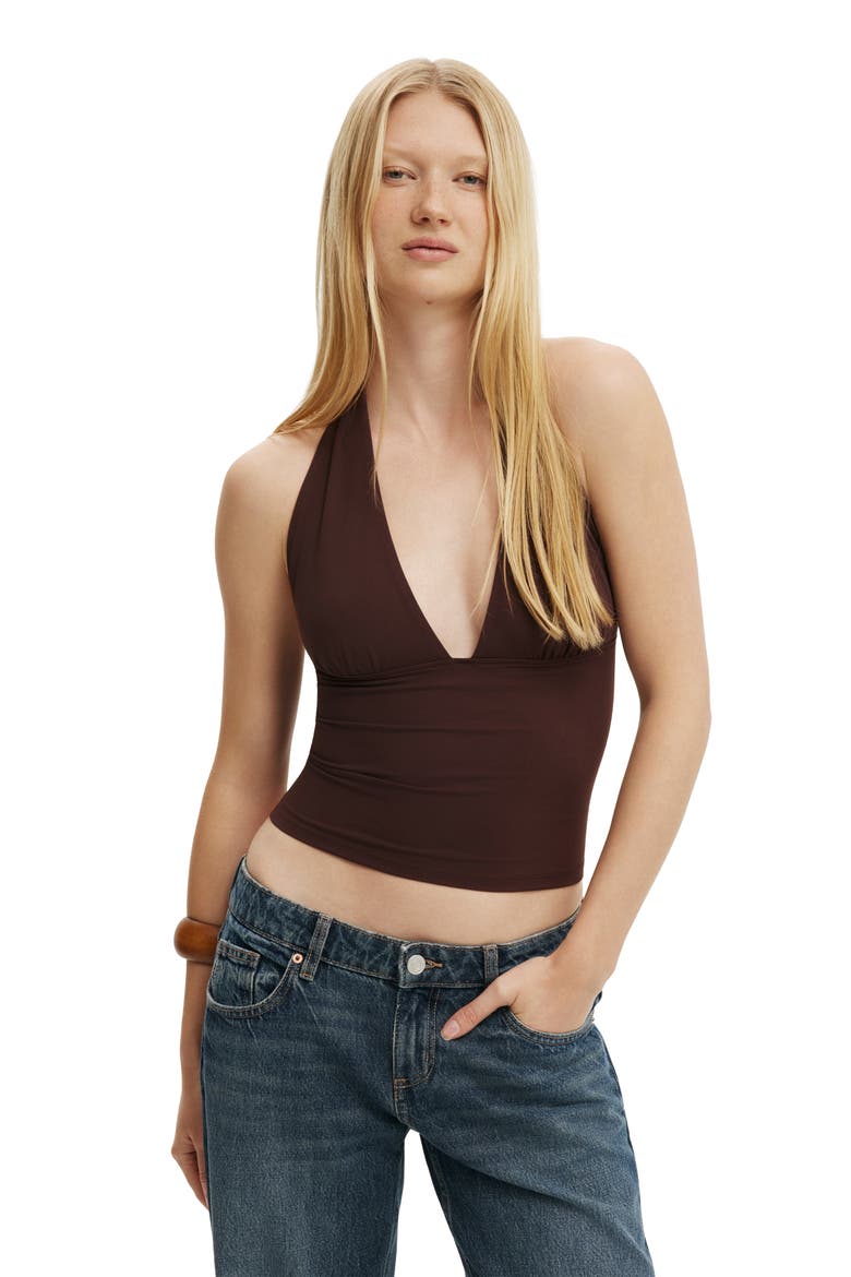 Women's Hold Me Gathered Halter, Main, color, Dark Oak