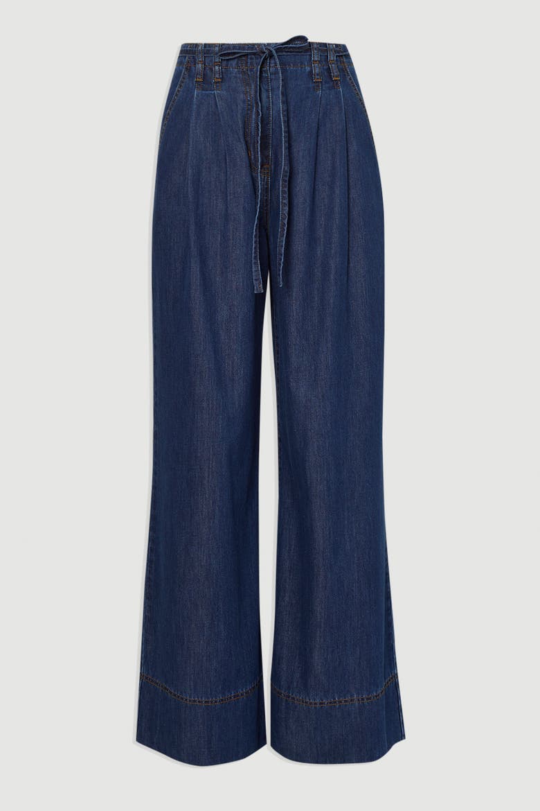Denim Wide Legged Pants, Alternate, color, Mid Blue