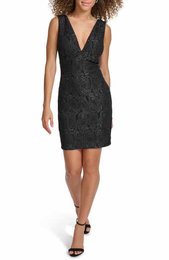 Siena Floral Jacquard Plunge Neck Minidress