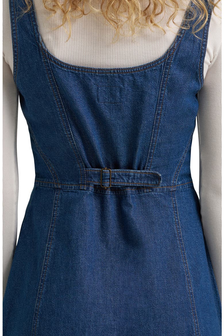 Seamed Denim Minidress, Alternate, color, EVENING BLUE