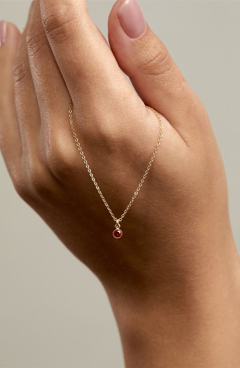 Set & Stones Birthstone Charm Pendant Necklace, Alternate, color, Silver / April