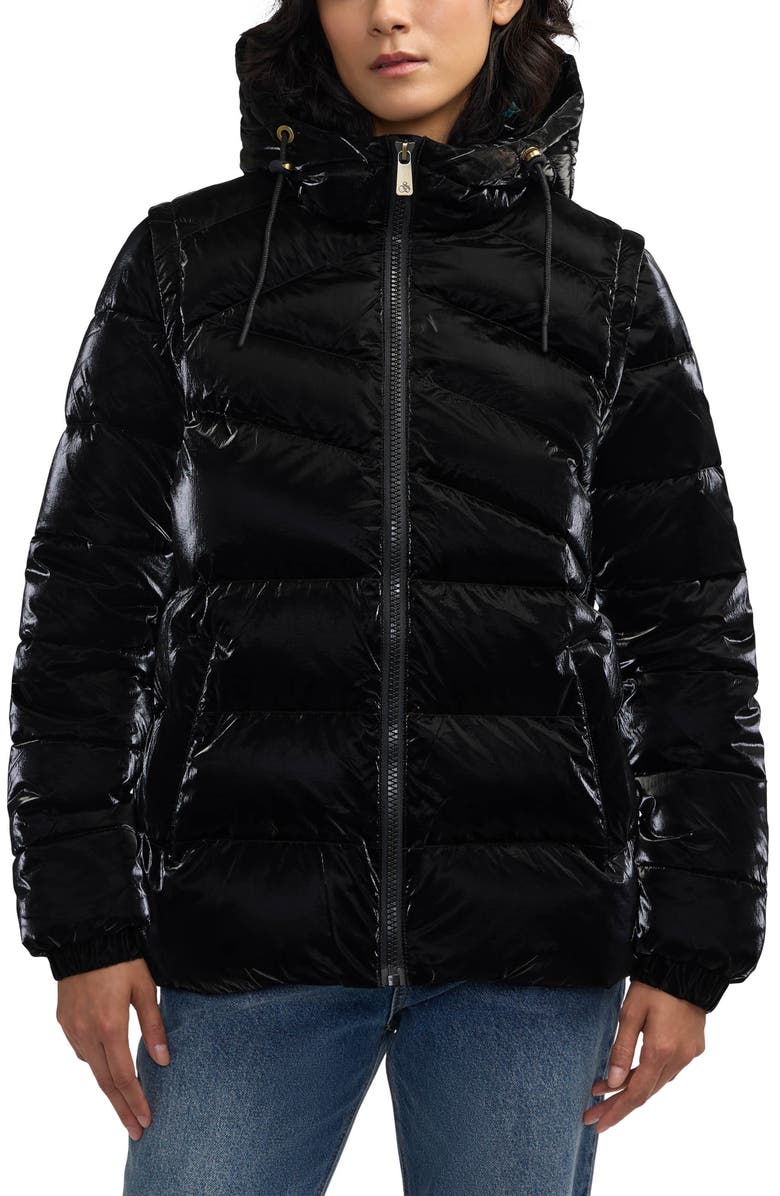 Scotch & Soda Schyler Boxy Water Repellent Puffer Jacket, Main, color, Black