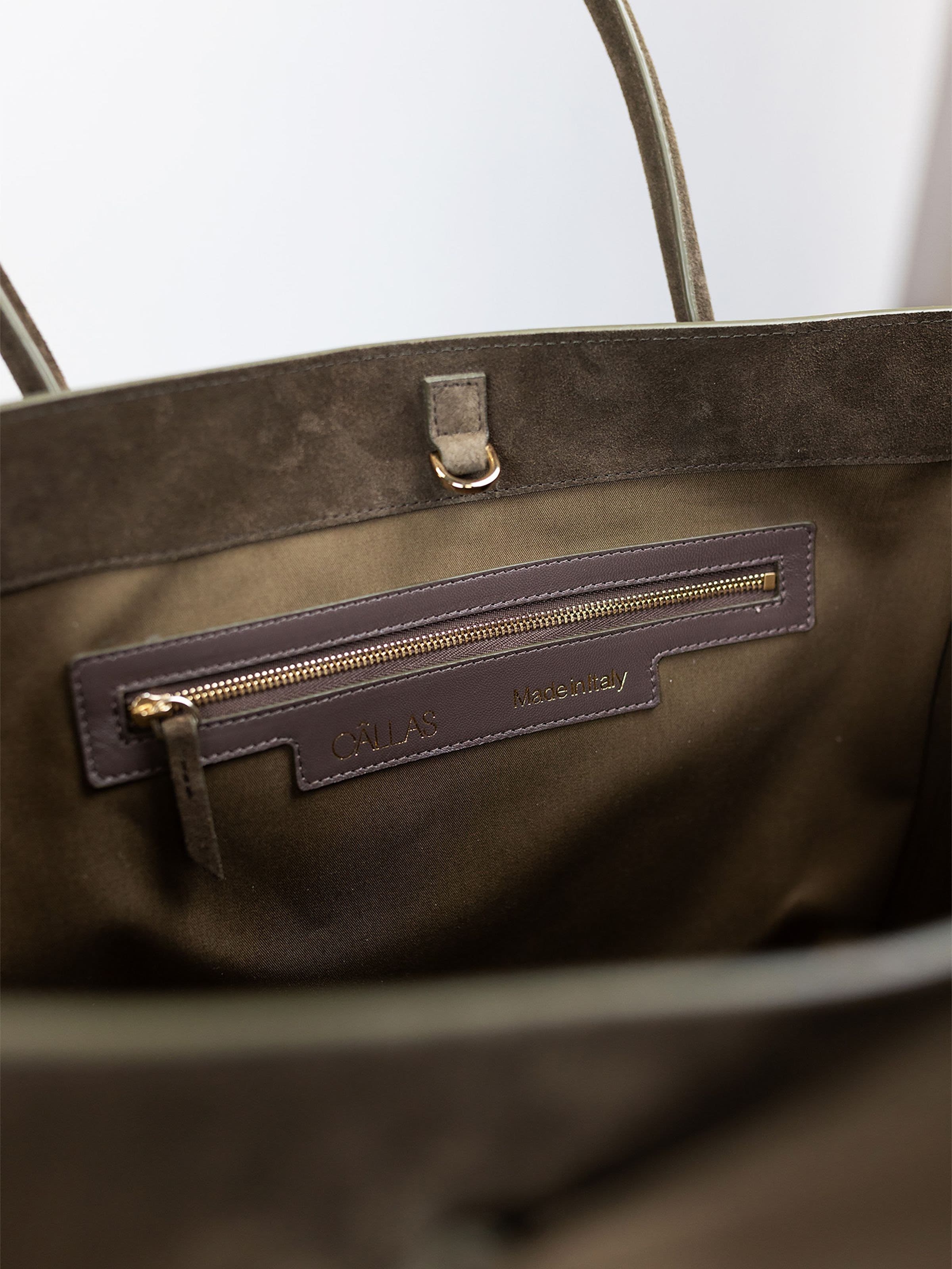 Large East / West Tote Bag Suede, Alternate, color, Olive Green