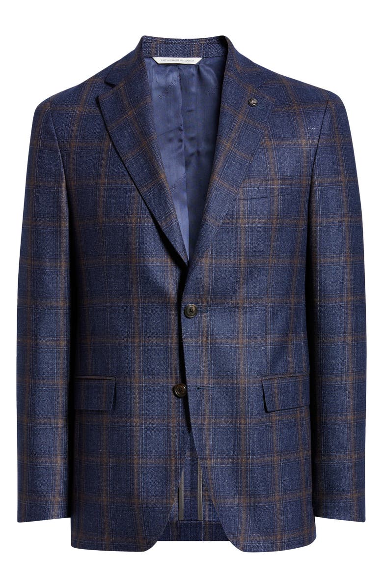 Jack Victor Midland Contemporary Fit Plaid Wool & Silk Blend Sport Coat, Main, color, Navy