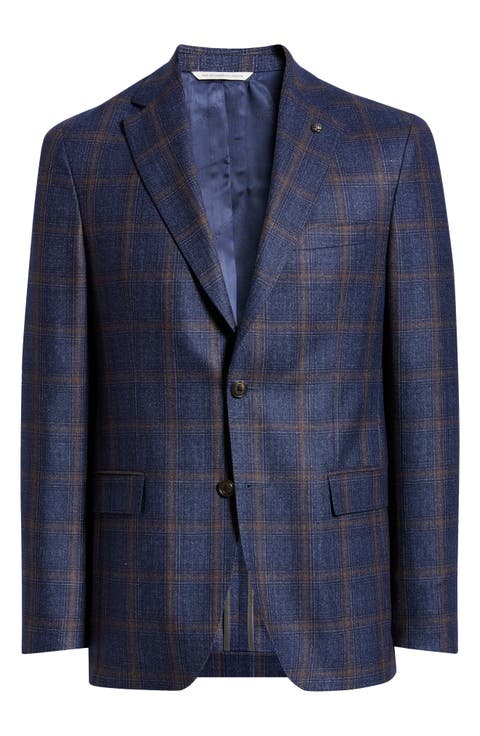 Midland Contemporary Fit Plaid Wool & Silk Blend Sport Coat