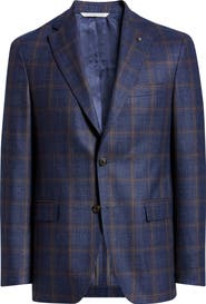 Jack Victor Midland Contemporary Fit Plaid Wool & Silk Blend Sport Coat