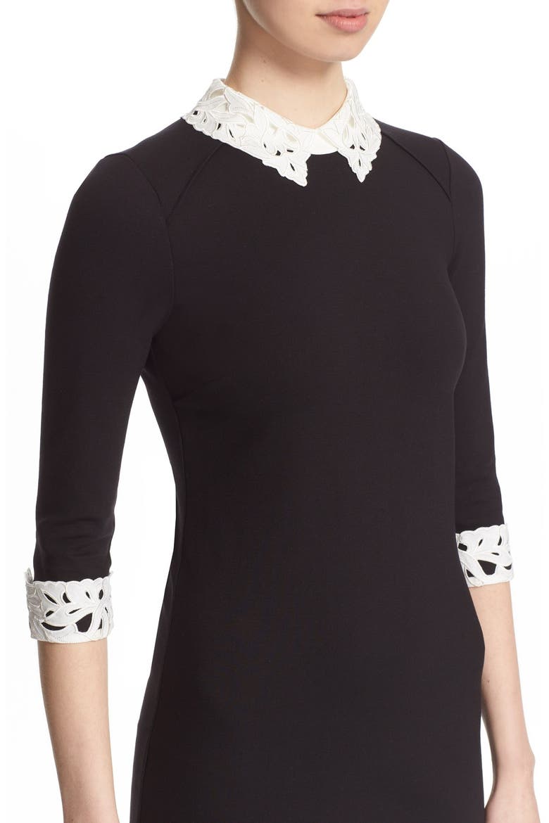 'Currie' Lace Detail Knit Tunic Dress, Alternate, color, BLACK