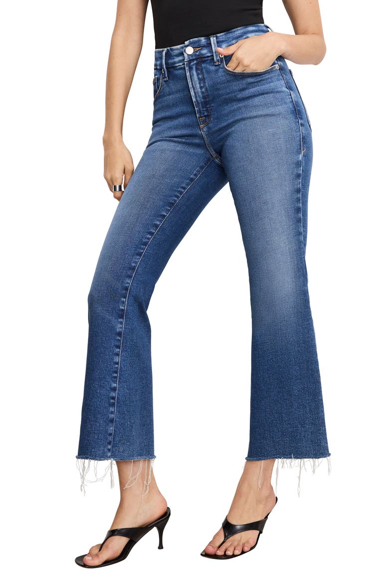 Soft Tech Good Legs Raw Hem Crop Mini Bootcut Jeans, Main, color, INDIGO818